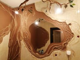Når man ser på de kedelige vægge i badeværelset jeg ønskede at gøre det mere livlig: badeværelse renovering i Eco-stil