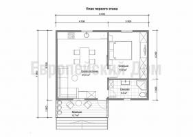 Hyggelig én-etagers hus 6x8 for par, der elsker ensomhed