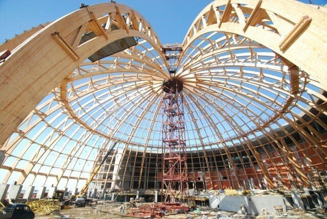 Foto taget fra tjenesten "Yandex Pictures". Fremgangsmåden til konstruktion af kuplen.