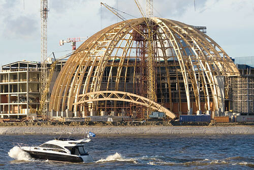 Foto taget fra tjenesten "Yandex Pictures". Fremgangsmåden til konstruktion af kuplen.